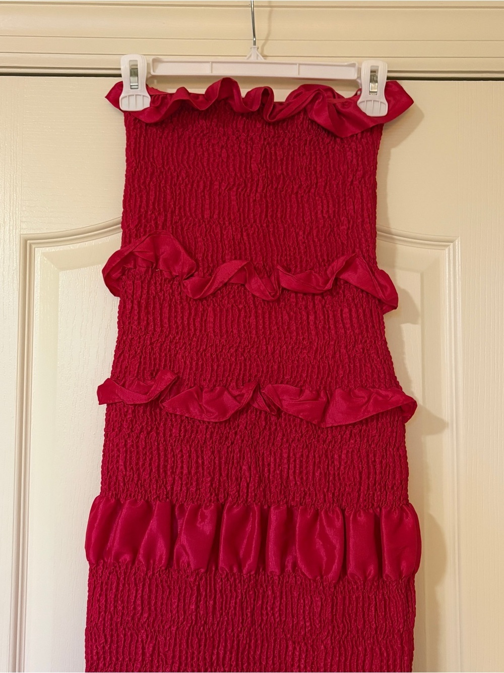 Fushia Ruffled Strapless Dress - Picture 3 of 13